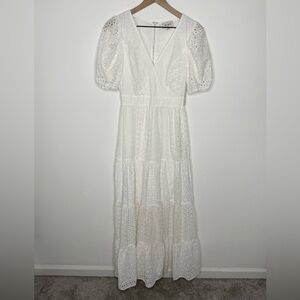 Aura by Red Dress White Puff Sleeve Maxi Dress NWT